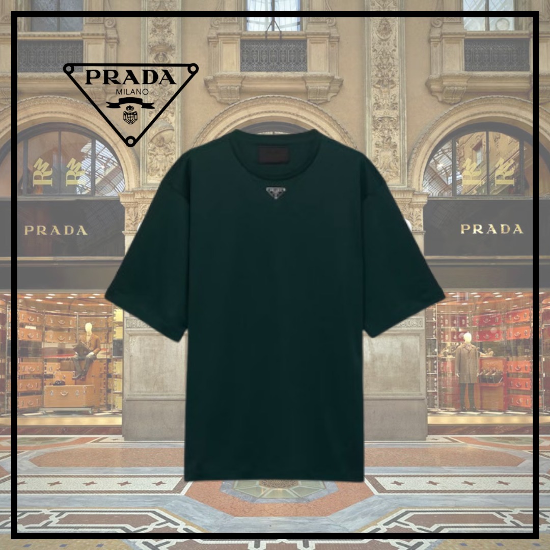 【PRADA】コットン Tシャツ★ダークグリーン★XL