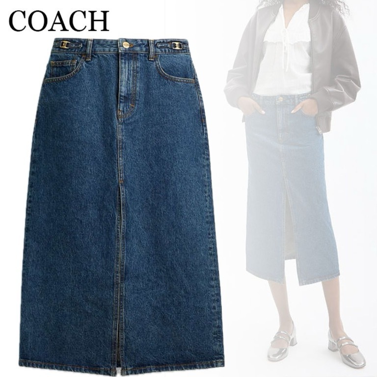 すぐ届く*COACH*コーチ*ヘリテージ C デニム マキシ スカート