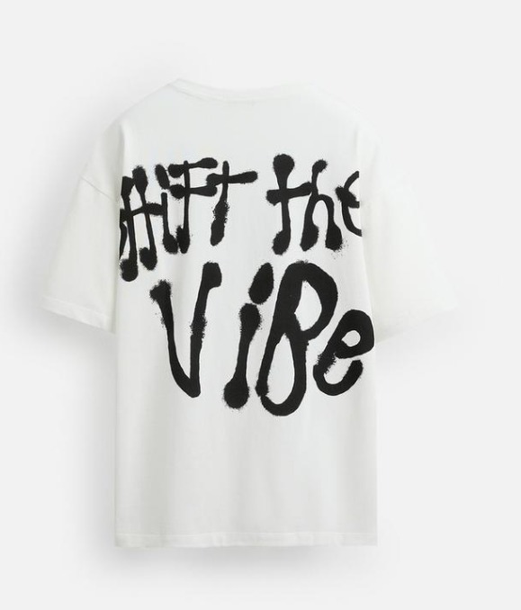 スペイン発送 ZARA グラフィティテキストTシャツ 人気カジュアル スペイン発送 ZARA グラフィティテキストTシャツ 人気カジュアル