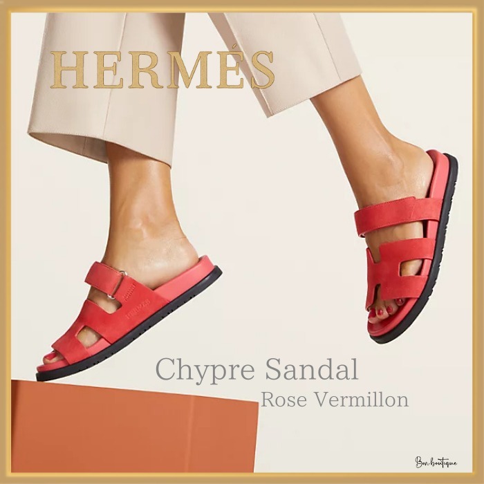 【鮮やかで情熱的】HERMES シプレ サンダル Rose Vermillon