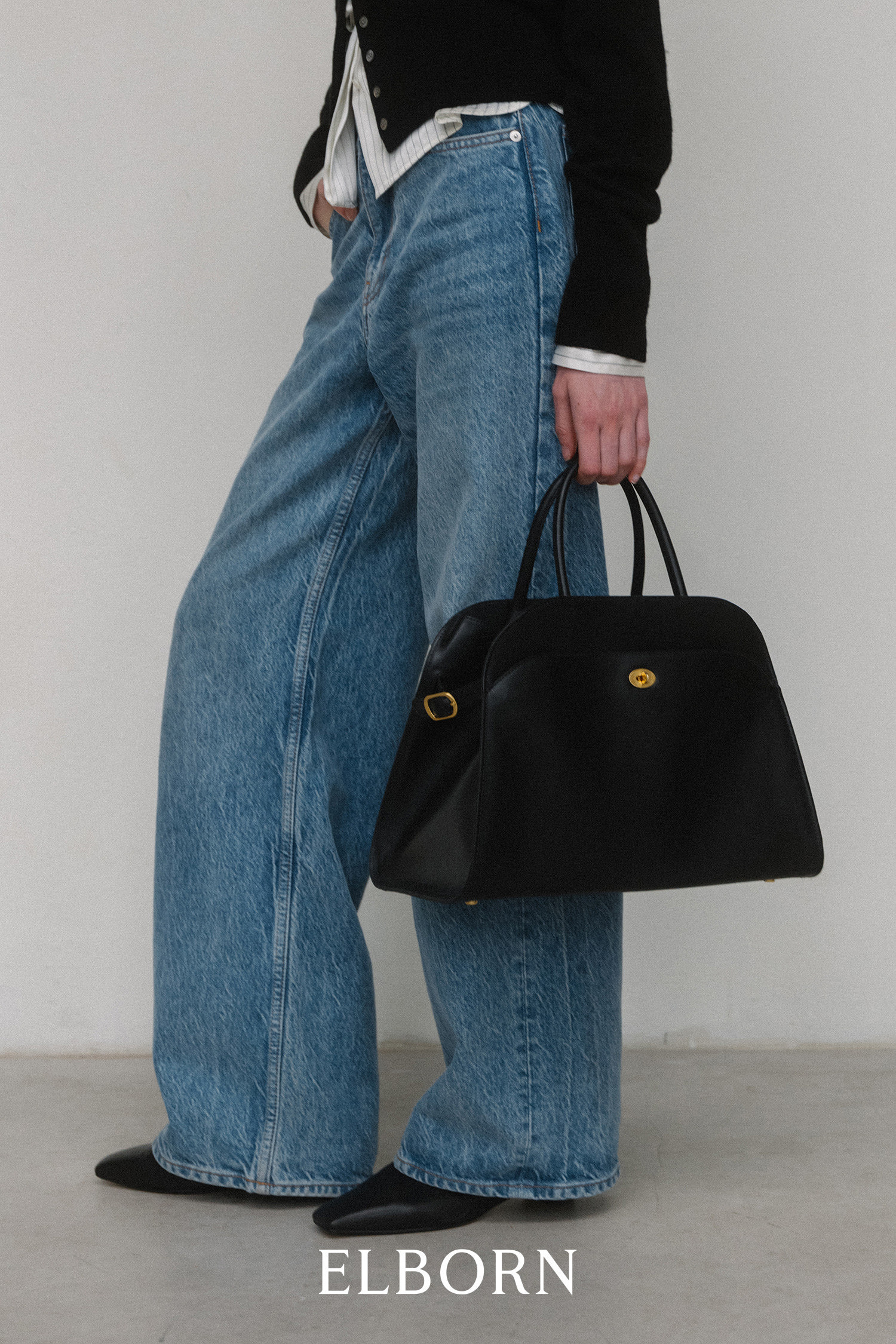 ■ELBORN■ Momet Leather Tote Bag (Black Leather)