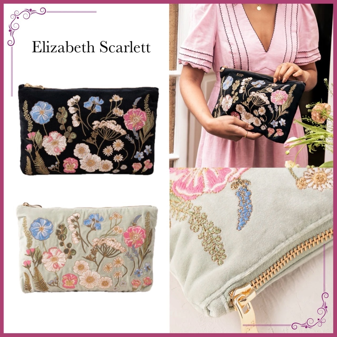 【Elizabeth Scarlett】Pressed Flowers Everyday ポーチ