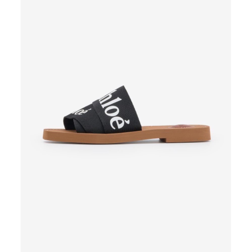 ■Chloe■ Woody Flat Slide Black CHC19U18808001 CHC19U188080
