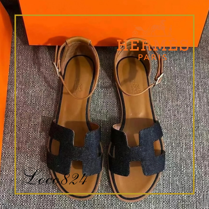【お洒落】HERMES サンダル サントリーニ デニム
