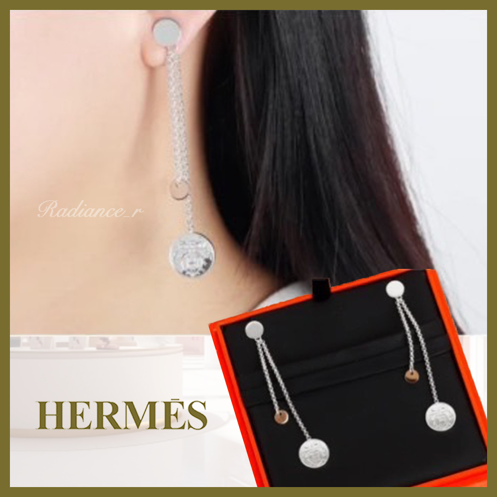 【上品に揺れる】HERMES Ex-Libris ピアス PM