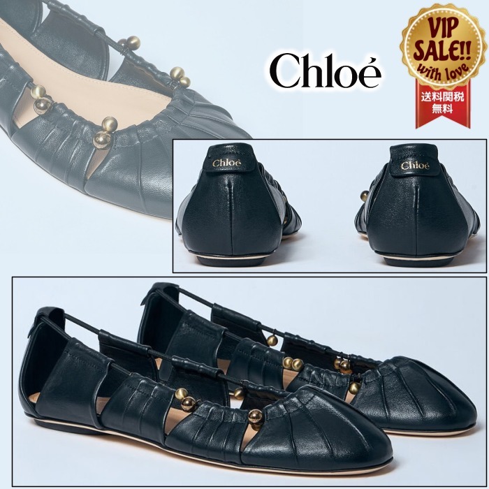 【Chloe】 ルナバレリーナフラット ブラック レザー 【クロエ】