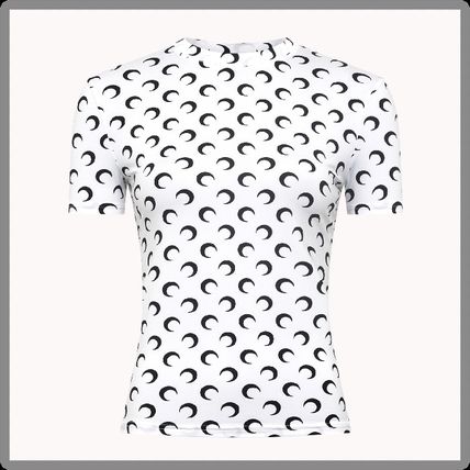 関税送料込【Marine Serre】Moon プリント クルーネック Tシャツ 送料＆関税込】MarineSerre Moon セカンドスキントップ (MARINE