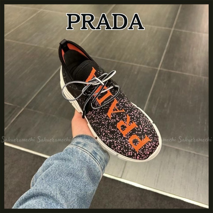 【PRADA】希少品☆lady's ビッグロゴ スニーカー(35/35.5size)