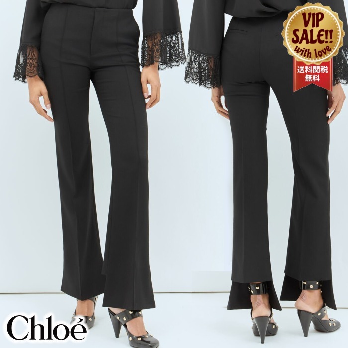 【Chloe】 テーラードパンツ ブラック ウール 【クロエ】
