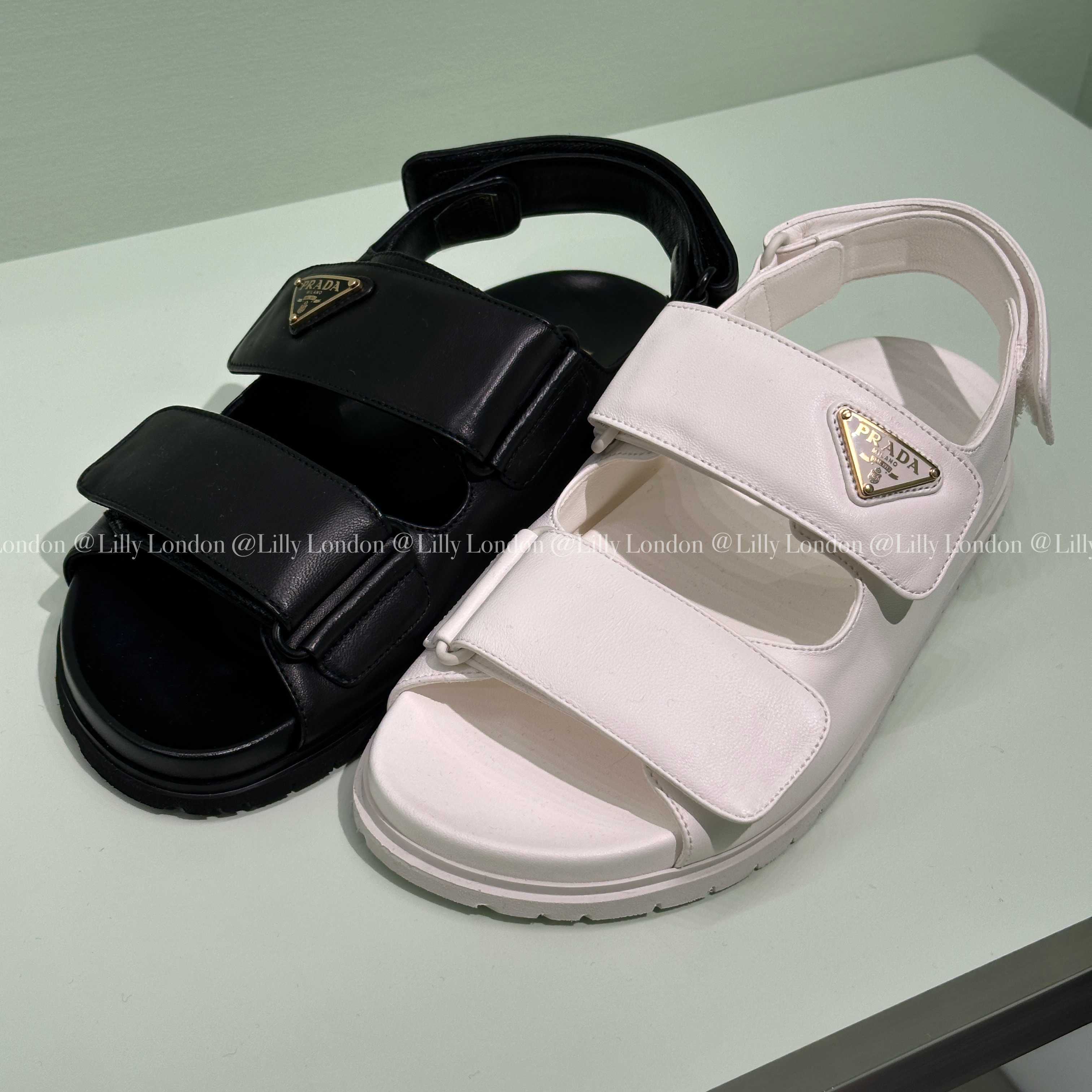 国内発送 PRADA プラダ サンダル 1X894N PRADA プラダ ナッパレザー サンダル 1X894N (PRADA/サンダル