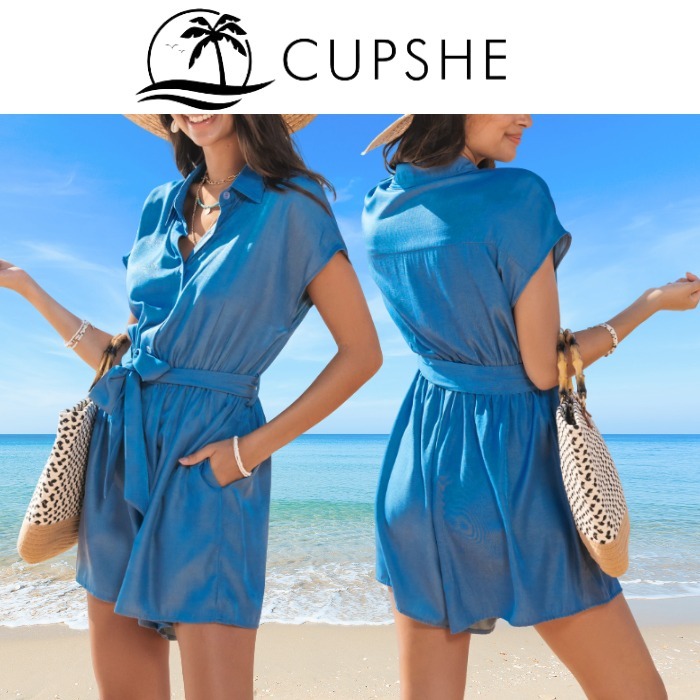 CUPSHE★可愛い★ジャンプスーツ デニムシャツ 海 リゾート