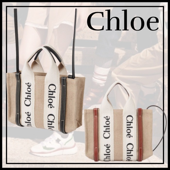 【Chloe】Woody ミニ トートバッグ リネンキャンバス 全2色