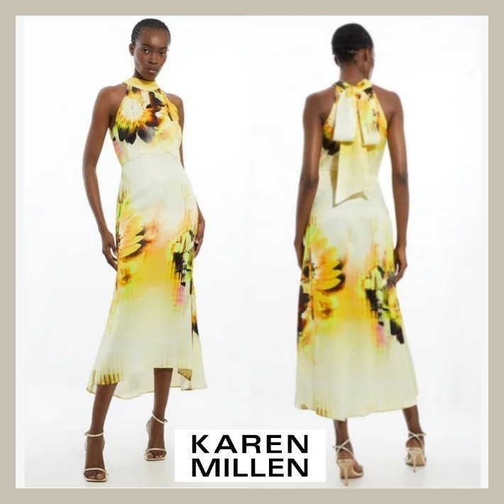 Karen Millen ヴィスコース 華麗 フローラル ドレス