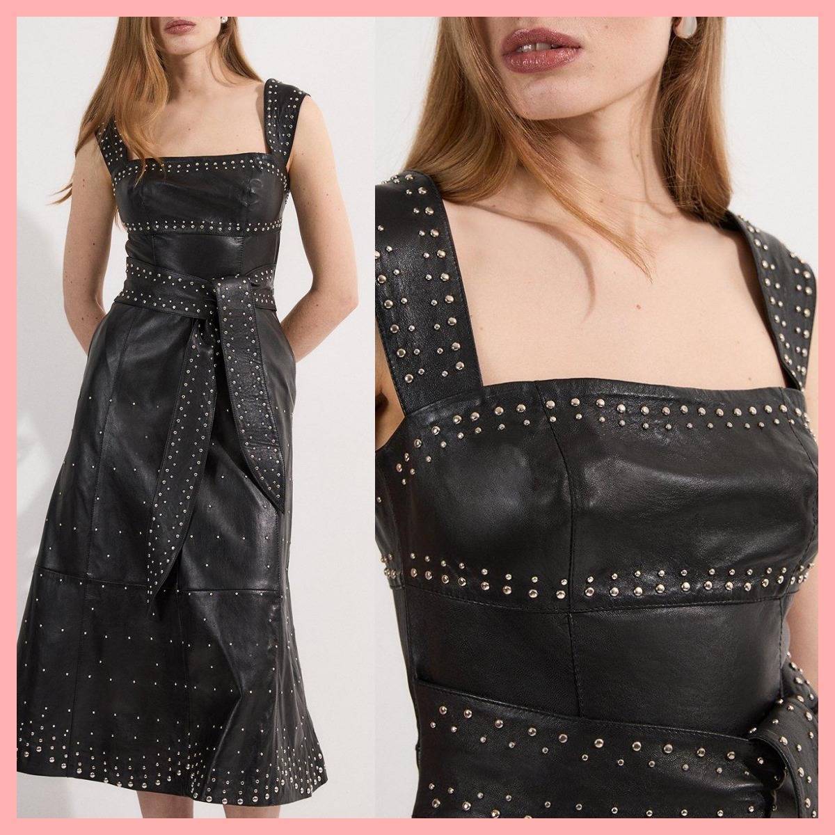 日本未入荷★Karen Millen レザーフレアワンピース