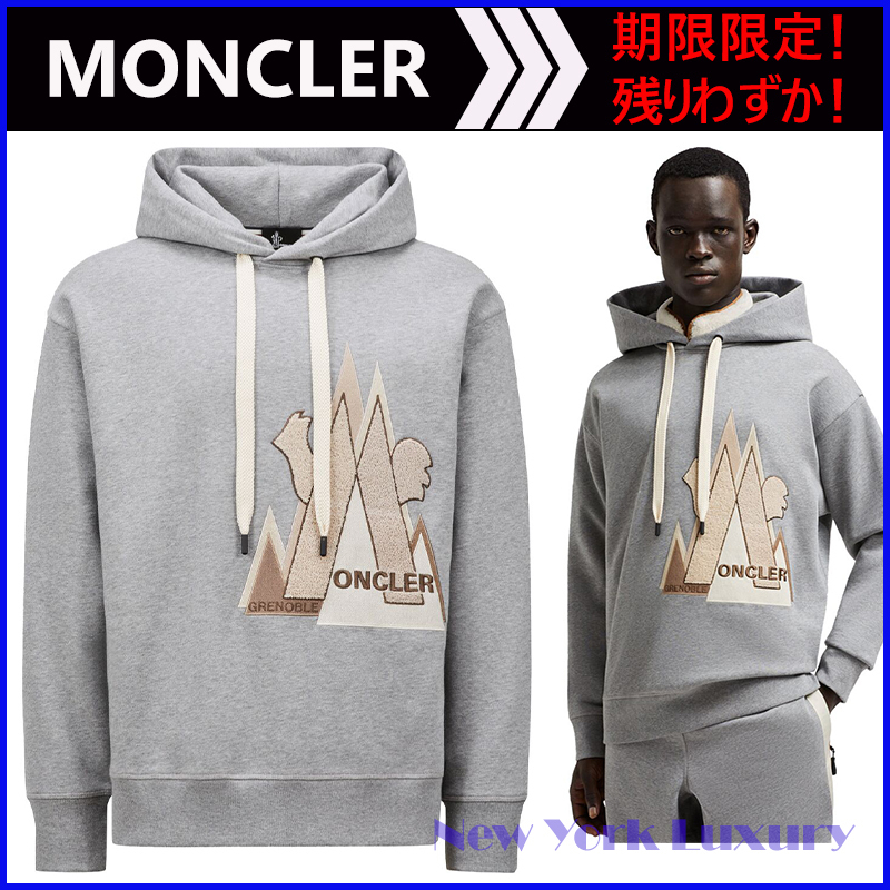 Moncler Grenoble★Embroidered Mountain Logo Cotton Hoodie