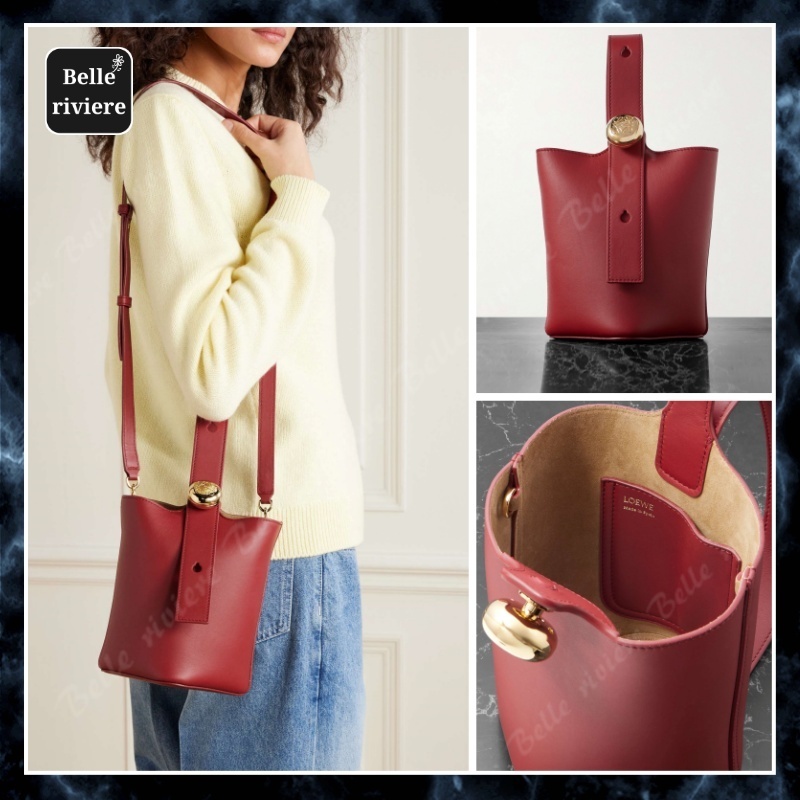 25SS new/LOEWE ペブルミニレザートート Bag Red
