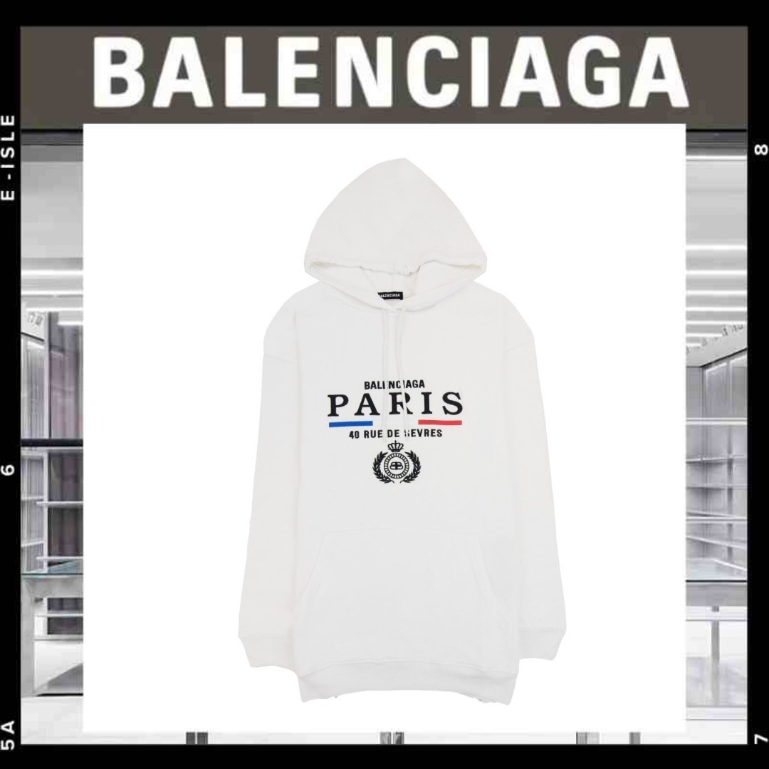 希少【BALENCIAGA】パリ フラッグ フーデッド スウェット