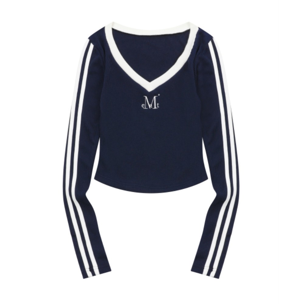 ★MUCENT★ Binding Track Line V-Neck Golf Tee 3 Colors P0000