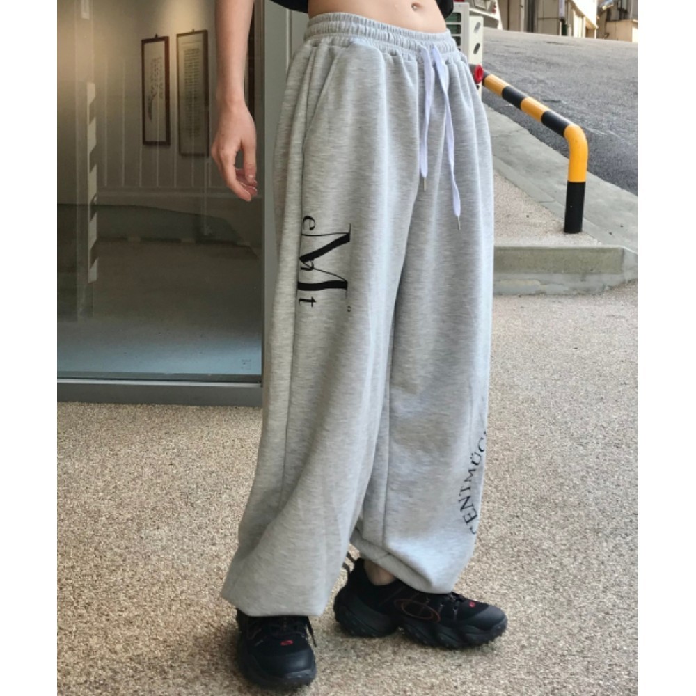 ★MUCENT★ Division Wide Sweat Jogger Pants Unisex Grey Blac