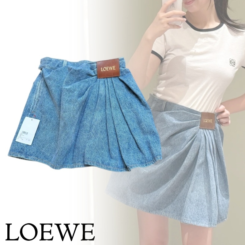 LOEWE デニム アシンメトリードレープ スカート