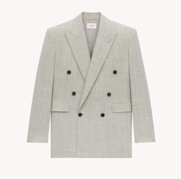 Saint Laurent《ダブルブレストジャケット》グレー ウール 直営