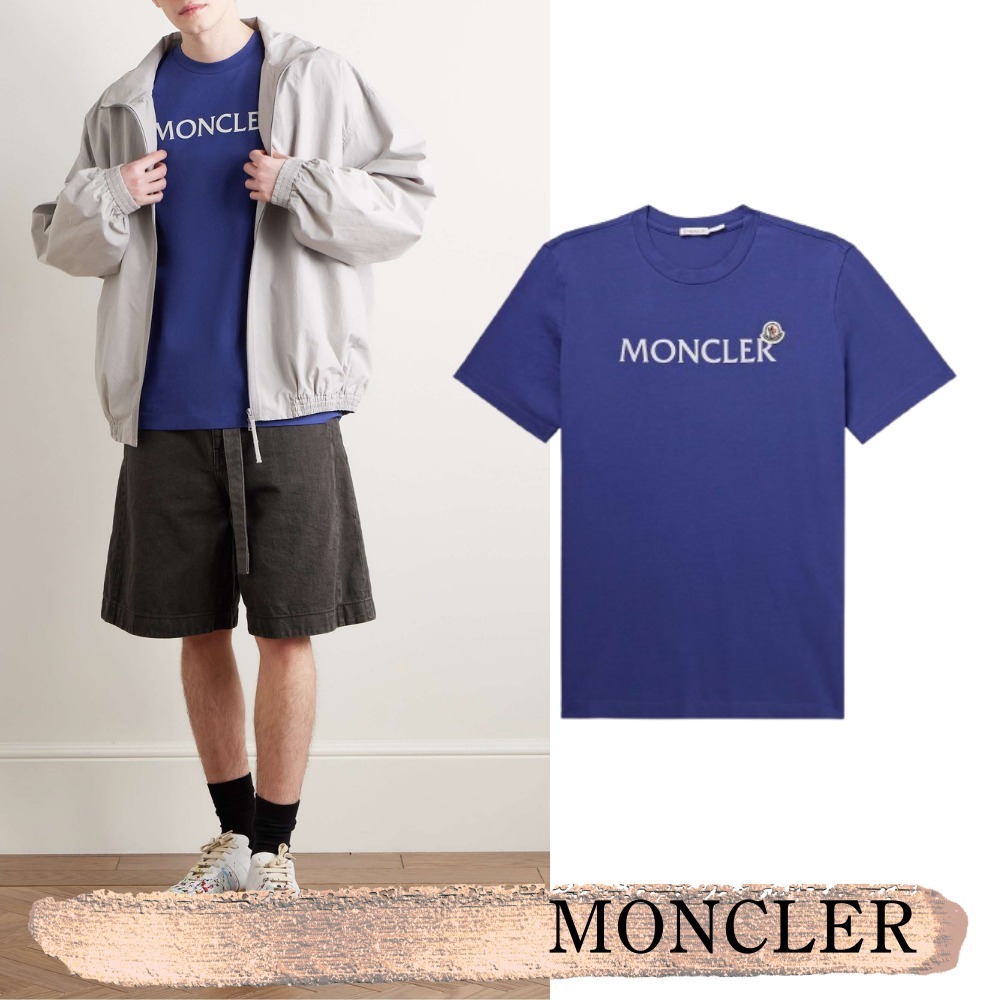 MONCLER☆関税込☆ロゴフロックアップリケコットンTシャツ