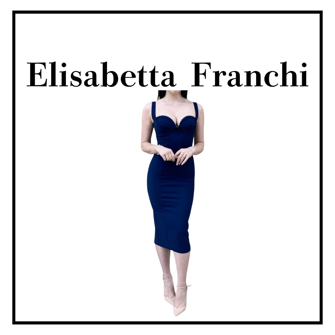 【ELISABETTA FRANCHI】ダブルストレッチ クレープドレス