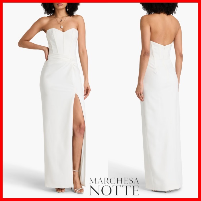 Marchesa Notte ストレッチクレープ ツイスト マキシワンピース