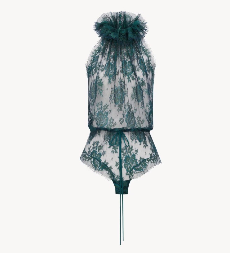 Saint Laurent《ボディスーツ》レース エメラルドグリーン 直営