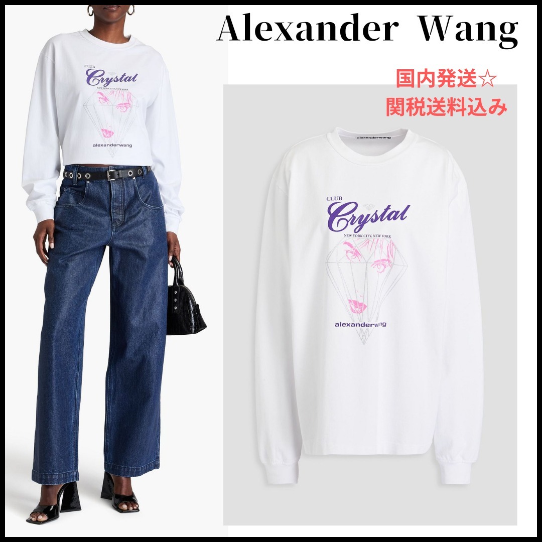 【Alexander Wang】コットンジャージー トップス プリント入り