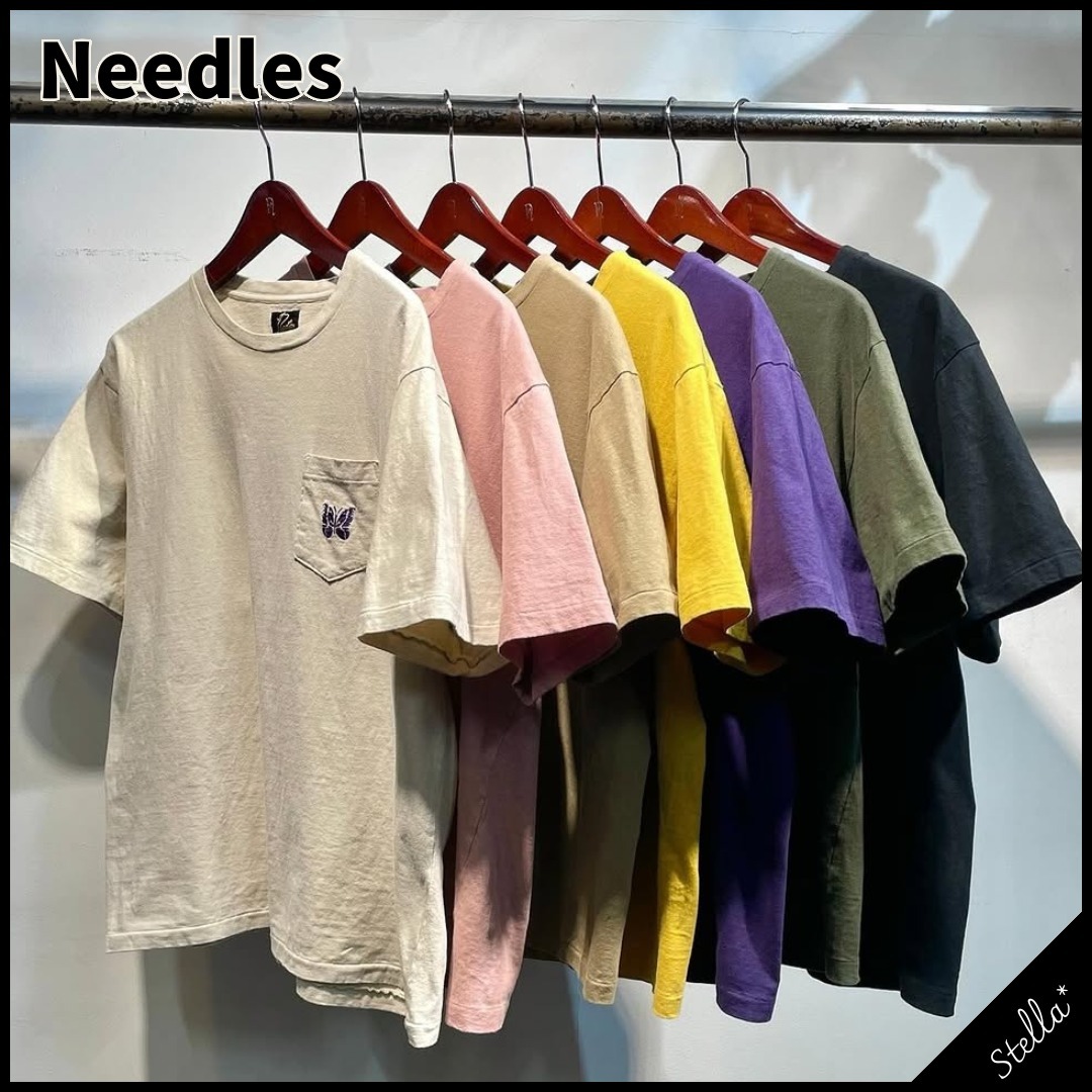 注目■Needles■大人気 S/S パピヨン エンブ ポケット Tシャツ