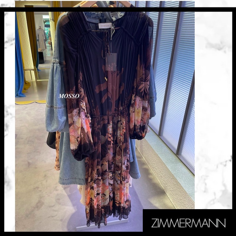 【Zimmermann】ILLUMINATE DRAWN SHEATH DRESS シフォン ミディ