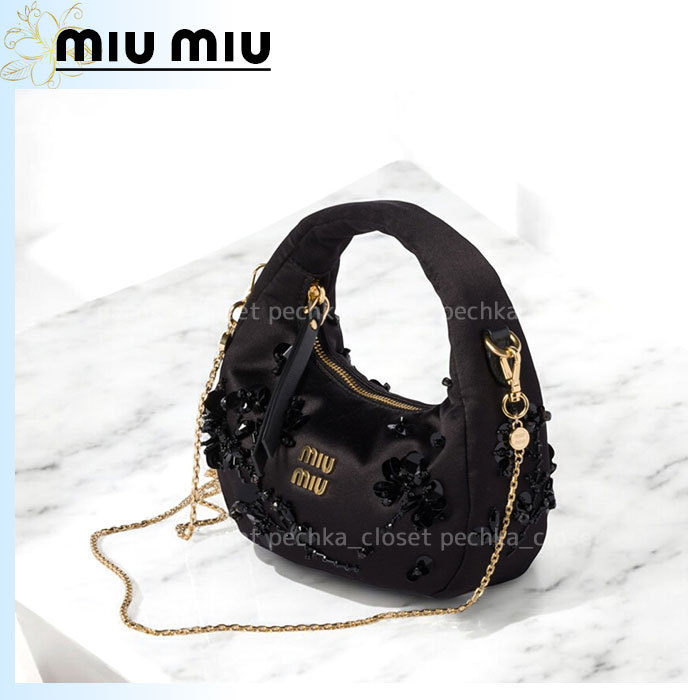◆送込◆【MIU MIU】ワンダー*刺繍入り*ダッチェス*ミニバッグ