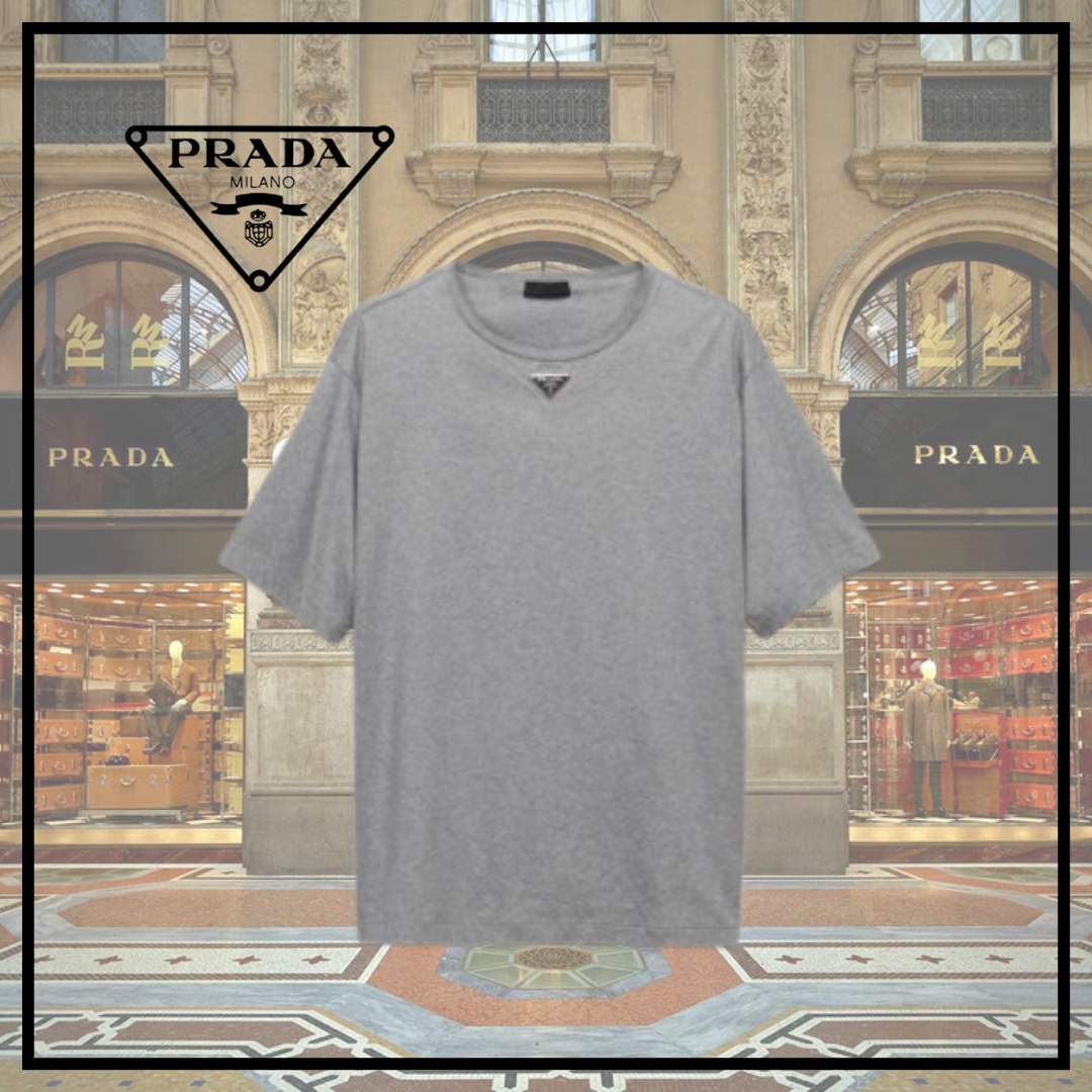 【PRADA】コットン Tシャツ★グレー★L