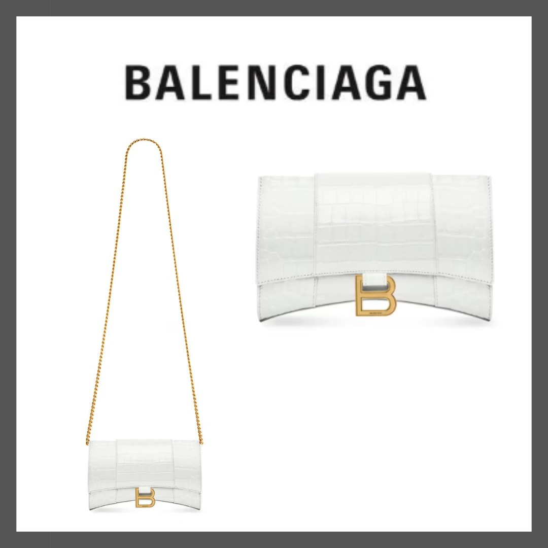 BALENCIAGA Hourglass チェーンミニウォレット クロコダイル型