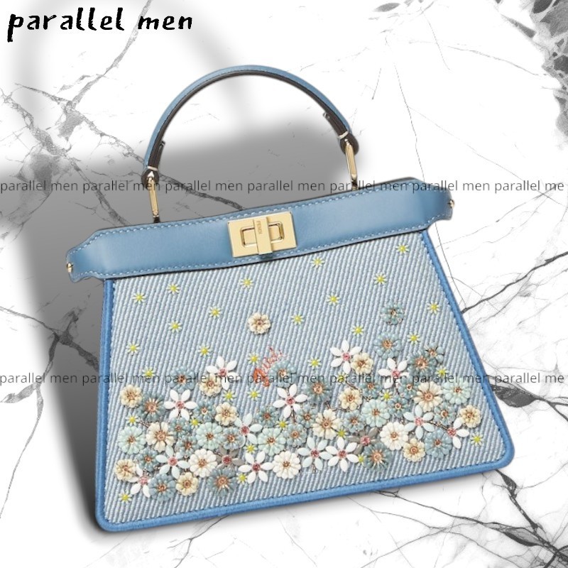 【FENDI】Peekaboo ISeeU Petite デニム調ジャカード バッグ