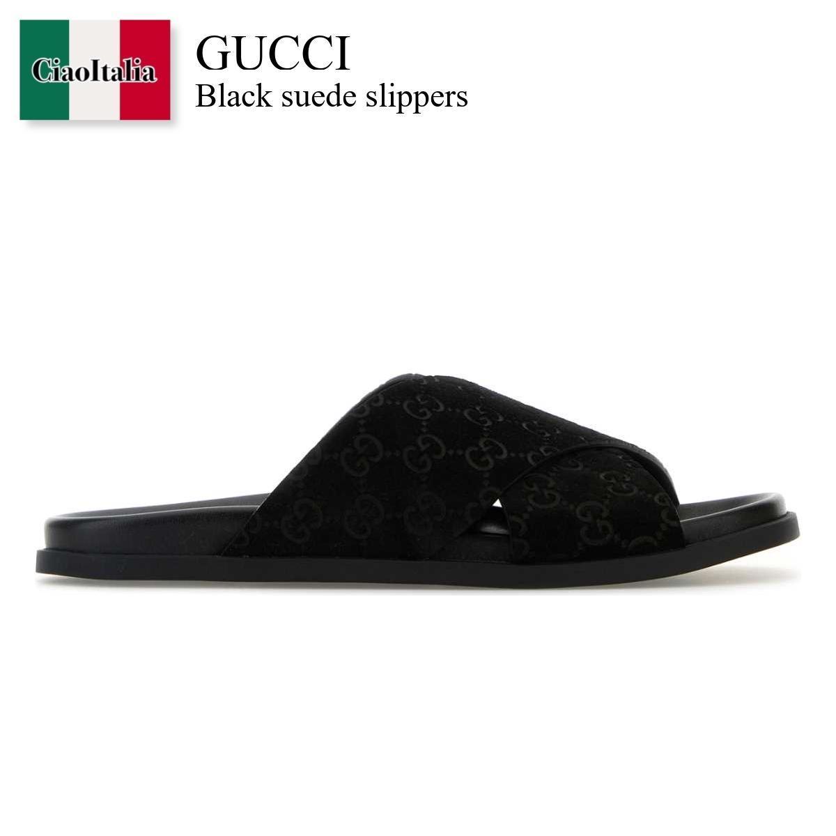サンダル Gucci Black Suede Slippers