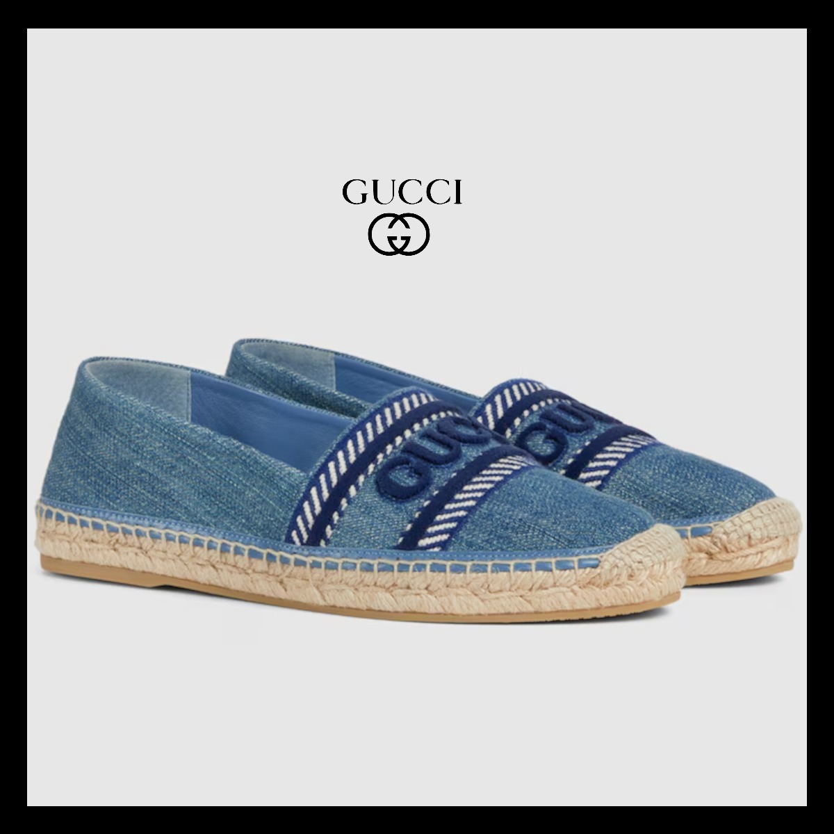 25SS 新作 グッチ レディース GUCCI 刺繍 エスパドリーユ デニム