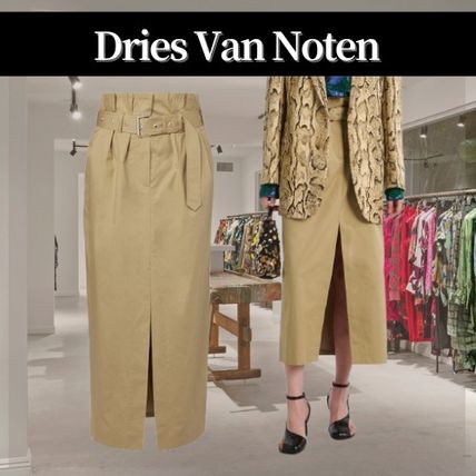 Dries Van Noten★ベルト付きスカート Aライン フロントスリット スリット フロント L Dries Van Noten(ドリス ヴァン ノッテン