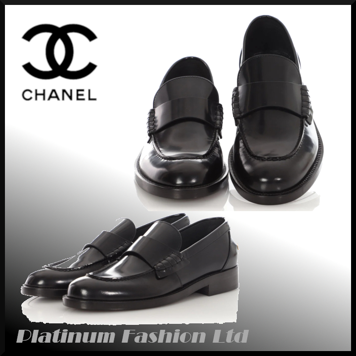 希少品◆入手困難【CHANEL】ブラック Shiny Calfskin ローファー