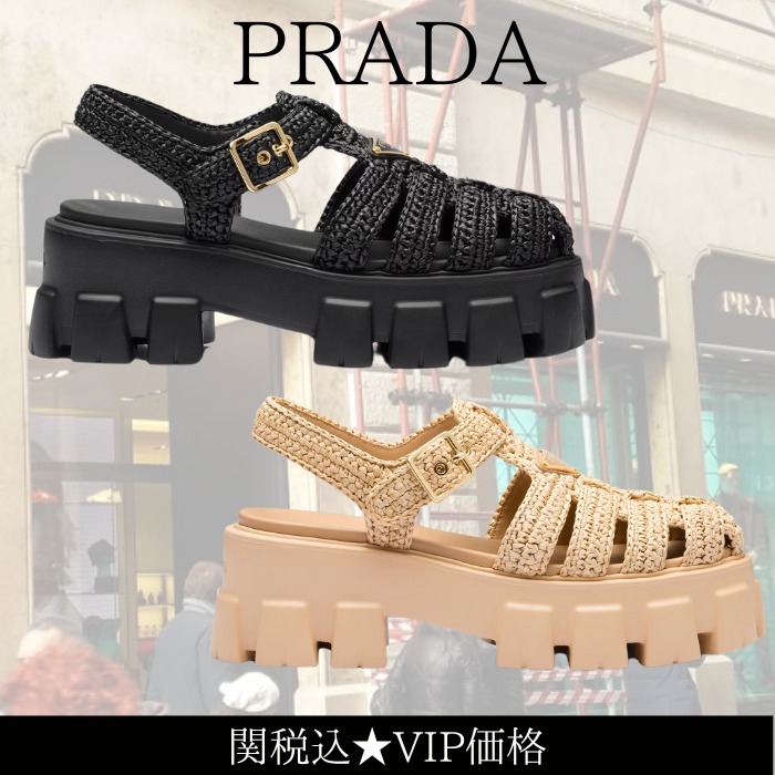 VIP価格【PRADA】モノリス クロシェ ケージサンダル