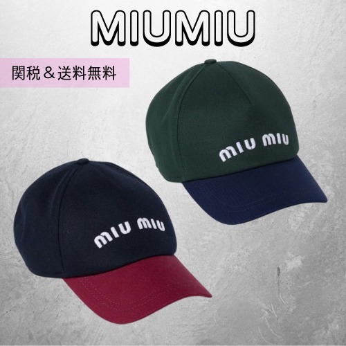 関税送料込み MiuMiu バイカラー ロゴ キャップ