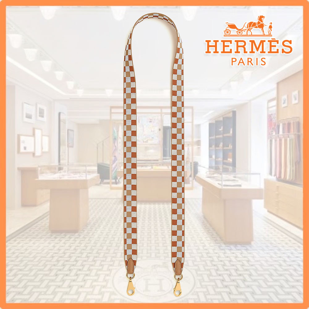 【お洒落】HERMES★MAXI QUADRILLE 25 mm ショルダーストラップ