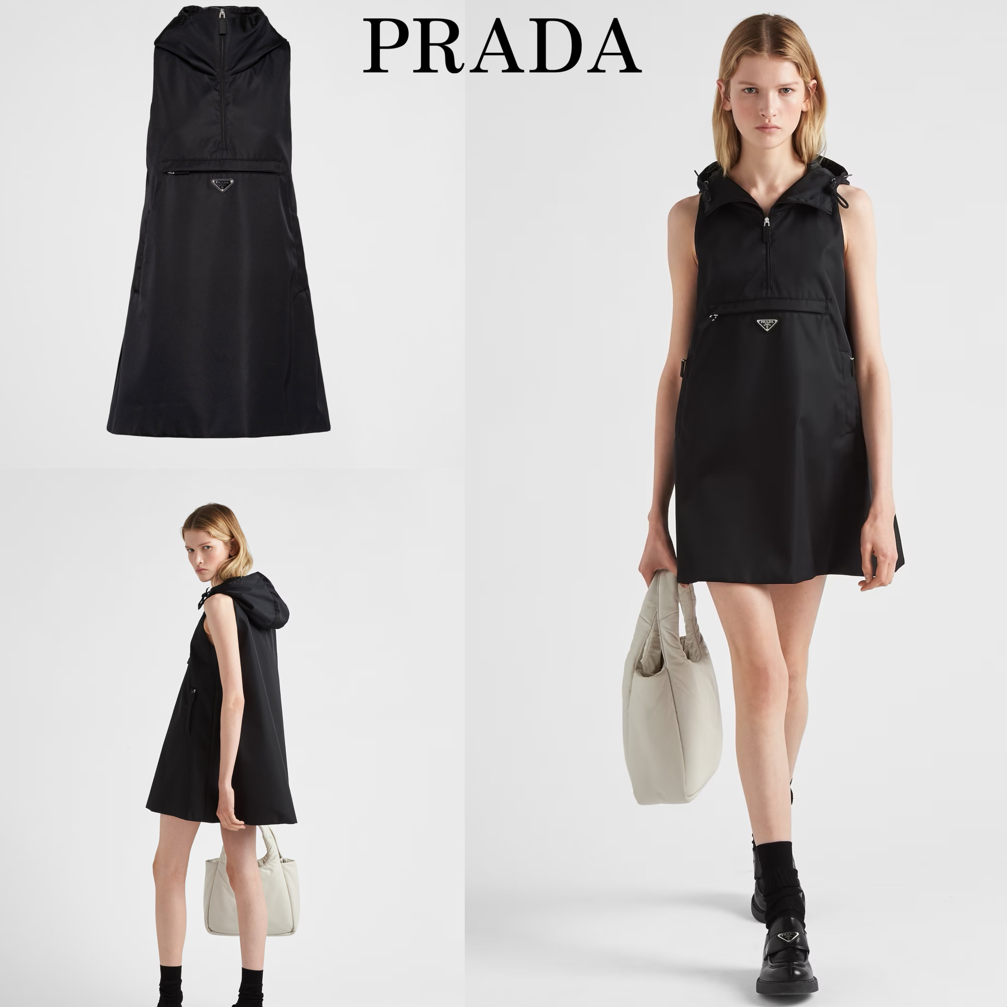 新作*PRADA*re-nylon ノースリーブミニワンピース ブラック
