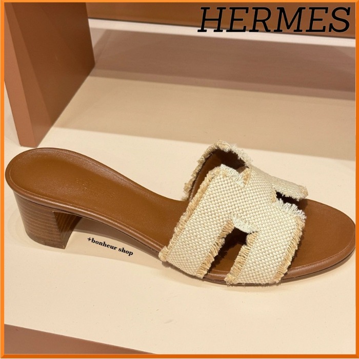 【カットアウトがお洒落♪】HERMES オアシス サンダルリネン