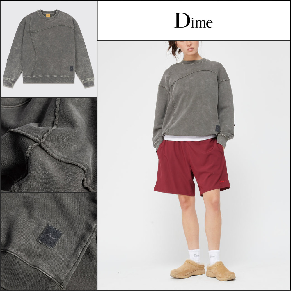 【DIME】REVERSE STITCH CREWNECK CHARCOAL WASHED