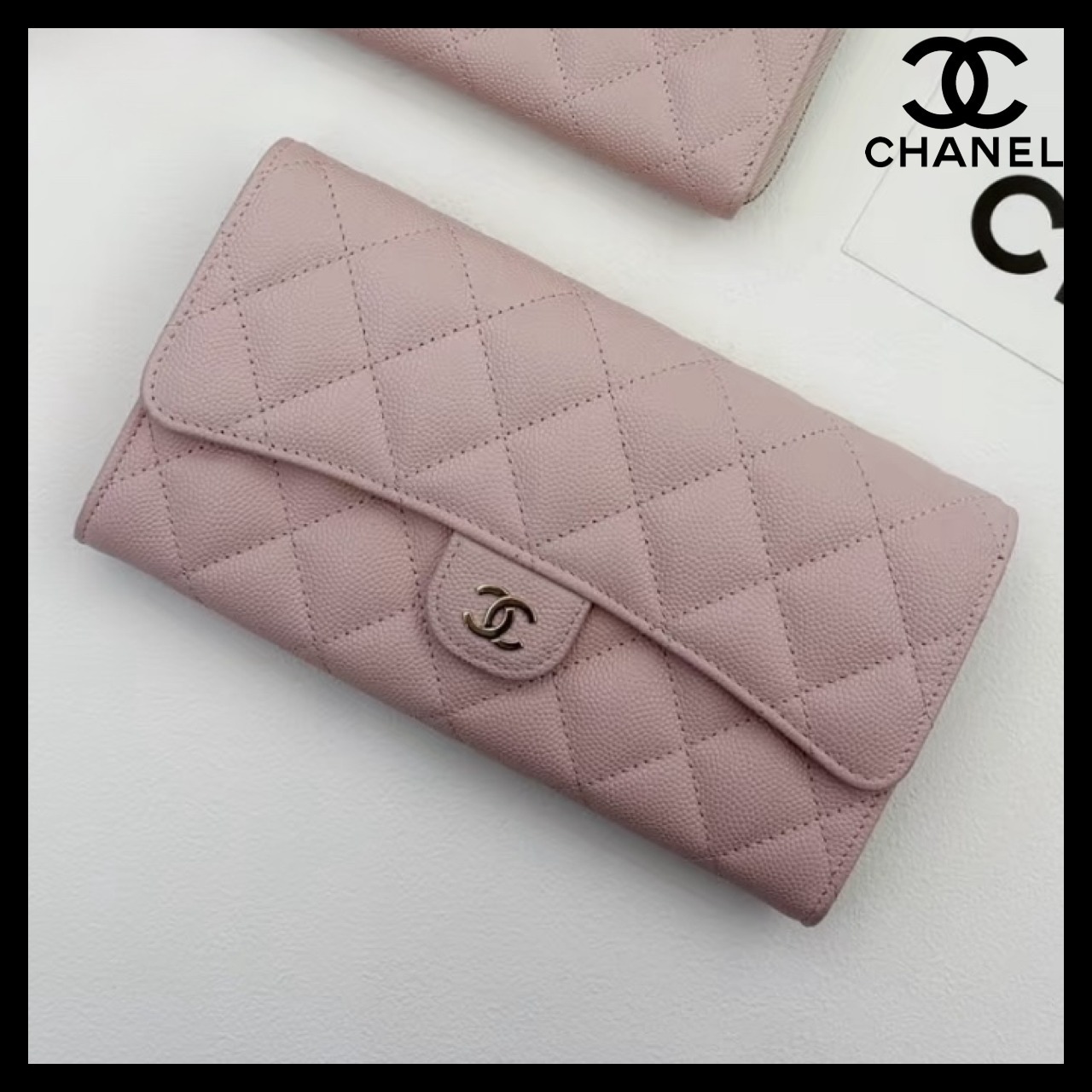 【春らしいカラバリ♪】CHANEL フラップウォレット 長財布