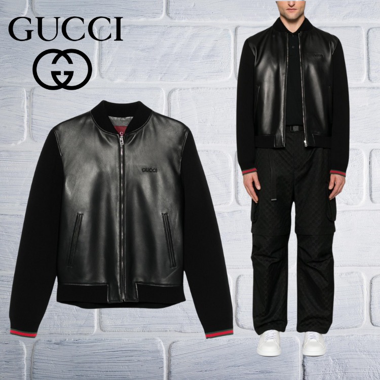 【VIP価格】GUCCI LEATHER BOMBER JACKET レザー 人気
