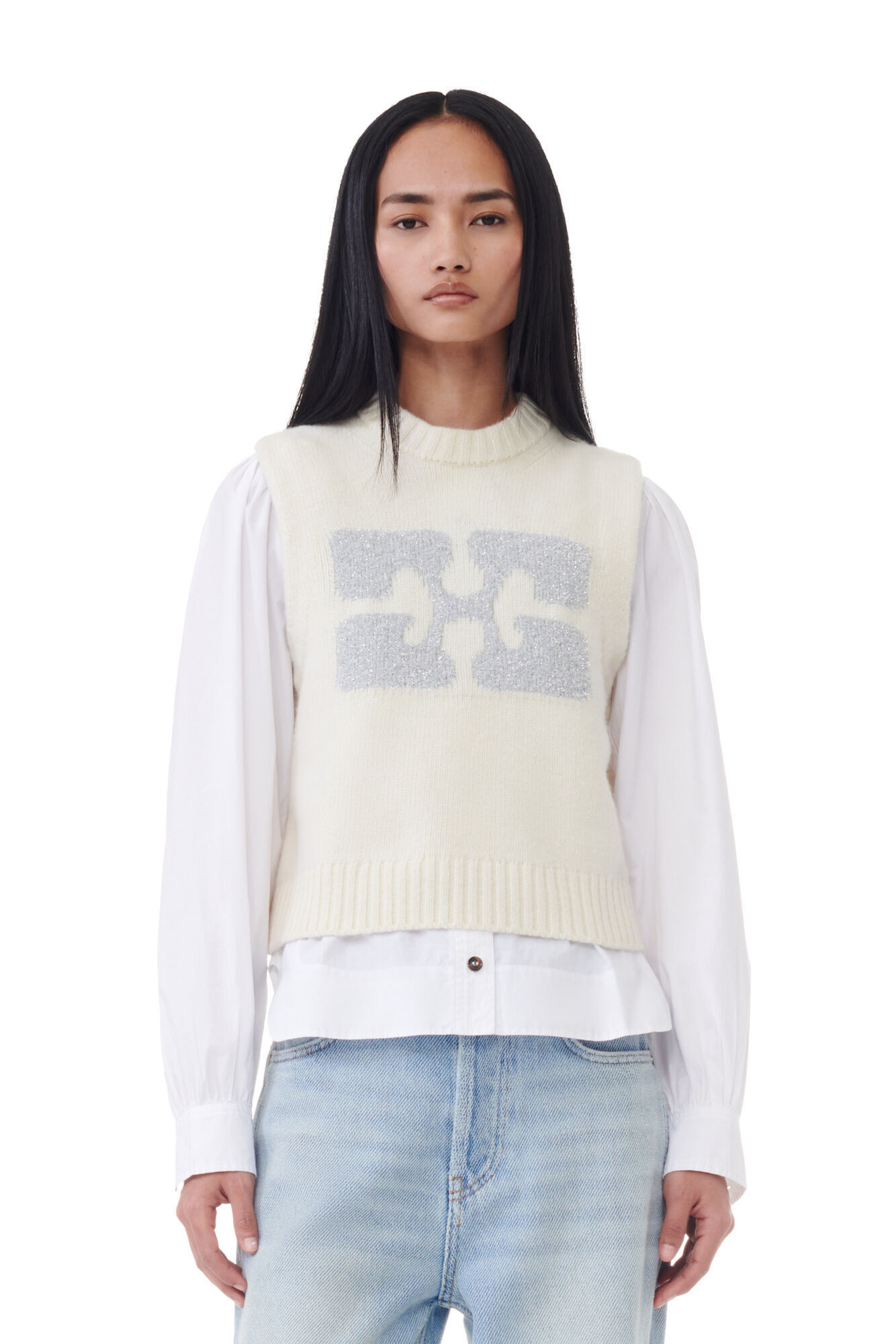 限定出品❣️ GANNI ガニー　ニット　ベスト　ロゴ　バタフライ 在庫有り 即発送 GANNI ガニー ロゴ ニット ベスト バタフライ