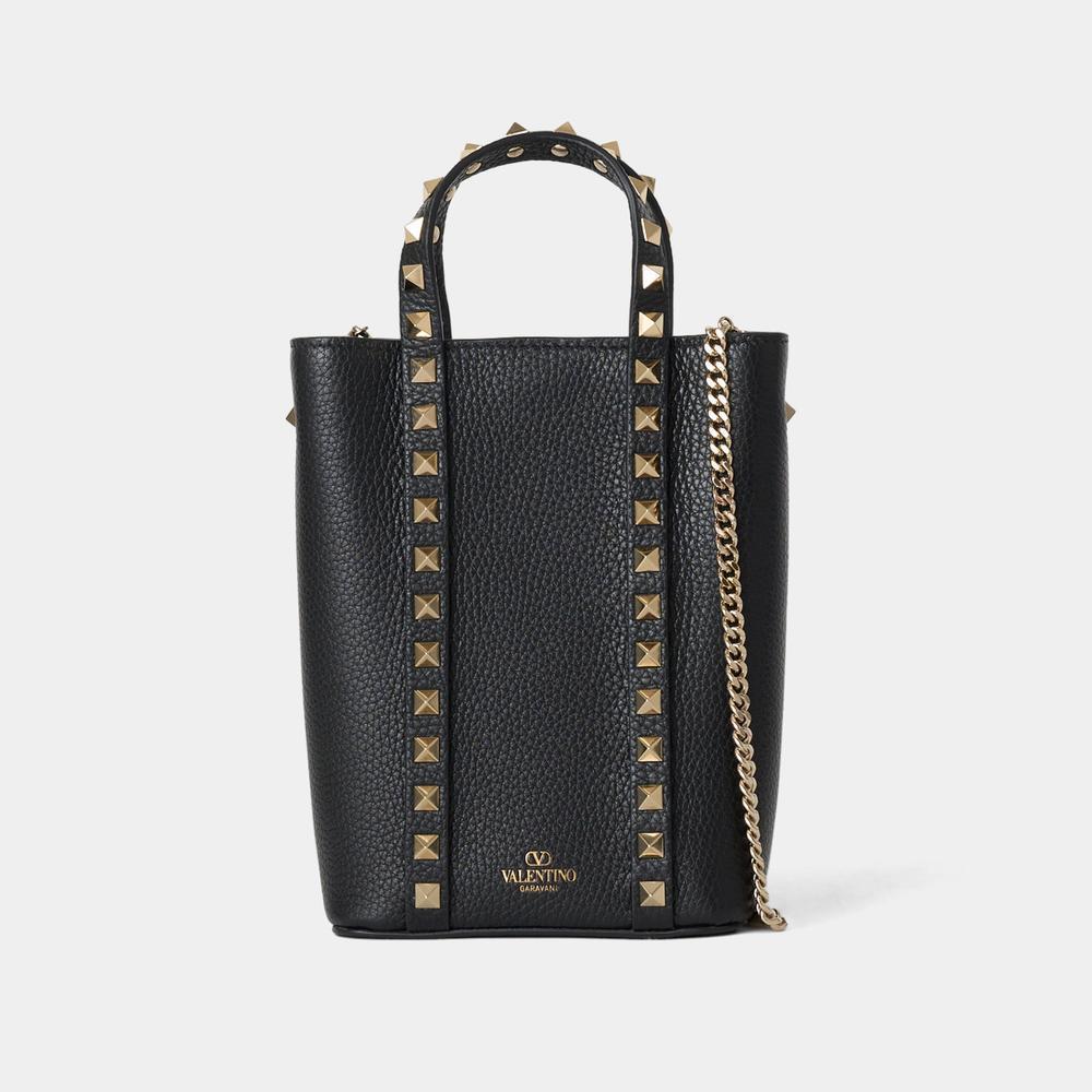 《VALENTINO》 ロックスタッド チェーン トートバッグ